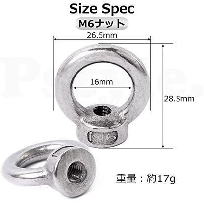 Pstyle. アイナット M6 天井 ネジ フック ステンレス 金具 10個セット PST-095