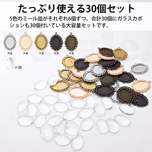 Pstyle. ミール皿 カメオ レジン パーツ ガラス 18x25mm 30個セット PST-101