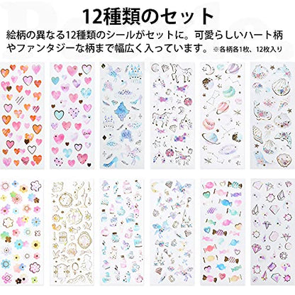 Pstyle. シール かわいい キラキラ 手帳 スマホ デコシール 12枚セット PST-091