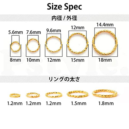 Pstyle. マルカン アクセサリー ハンドメイド パーツ 5サイズ 400個セット PST-090 ゴールド