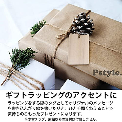 Pstyle. 木材 タグ 木片 長方形 板 チップ DIY 麻縄付き 50枚セット PST-085