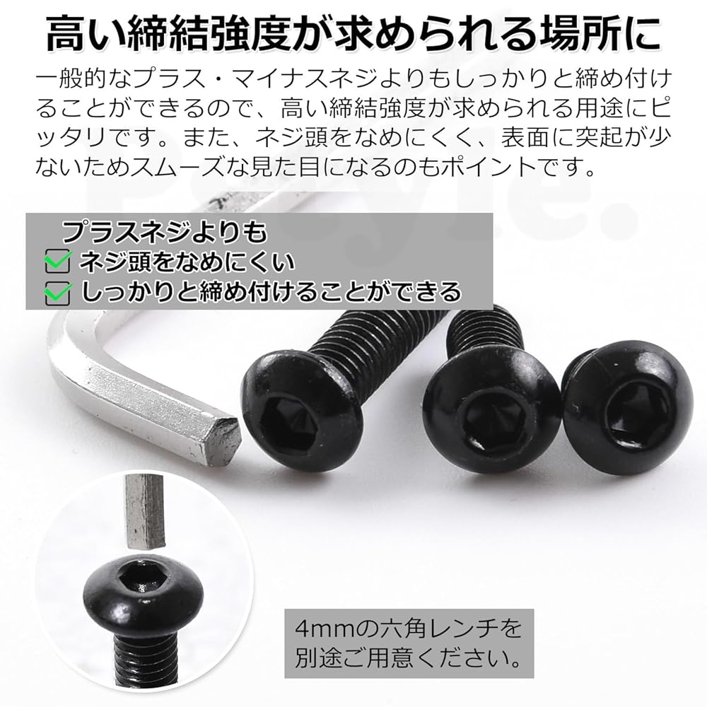 Pstyle. 六角穴付き ボタンボルト M6 304ステンレス 20個セット PST-179 (M6x10mm)