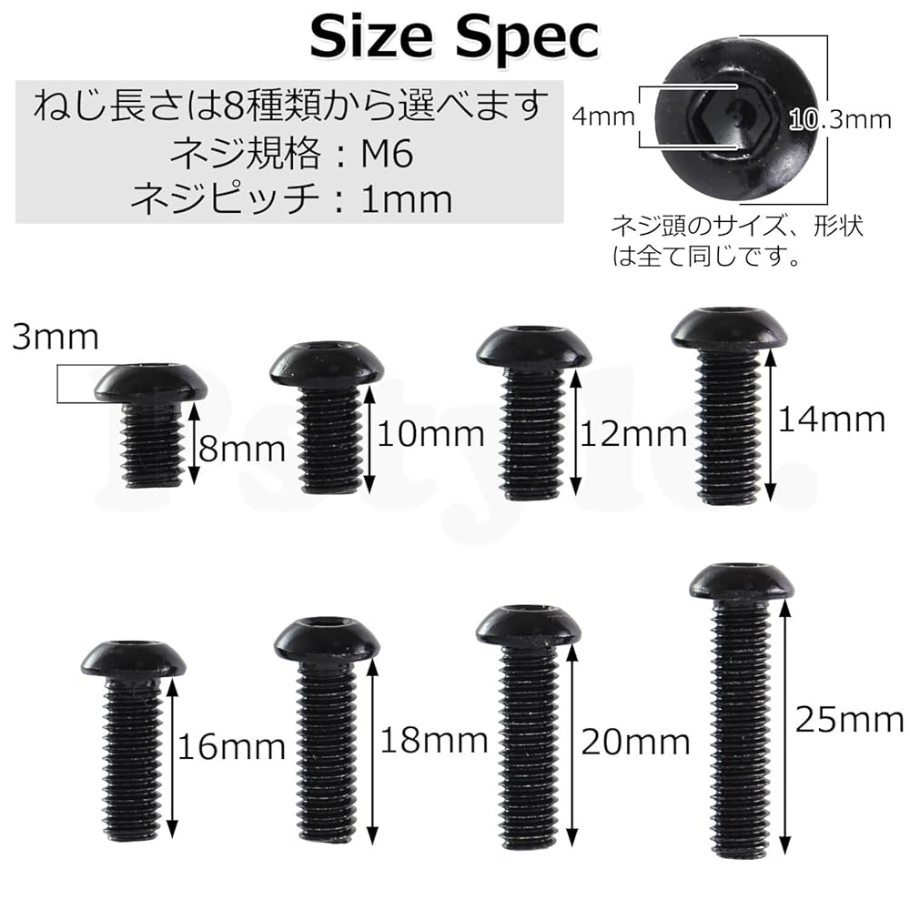 Pstyle. 六角穴付き ボタンボルト M6 304ステンレス 20個セット PST-179 (M6x10mm)