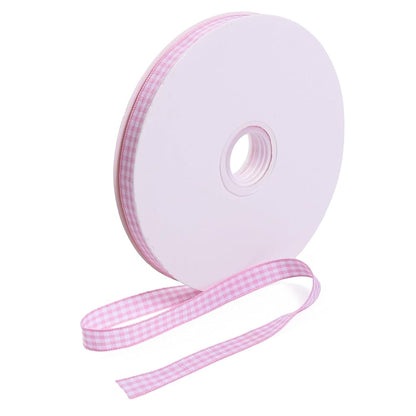 Pstyle. チェック リボン 手芸 ラッピング ギフト 細い 長い 1cm 45m巻 PST-189 (ピンク)