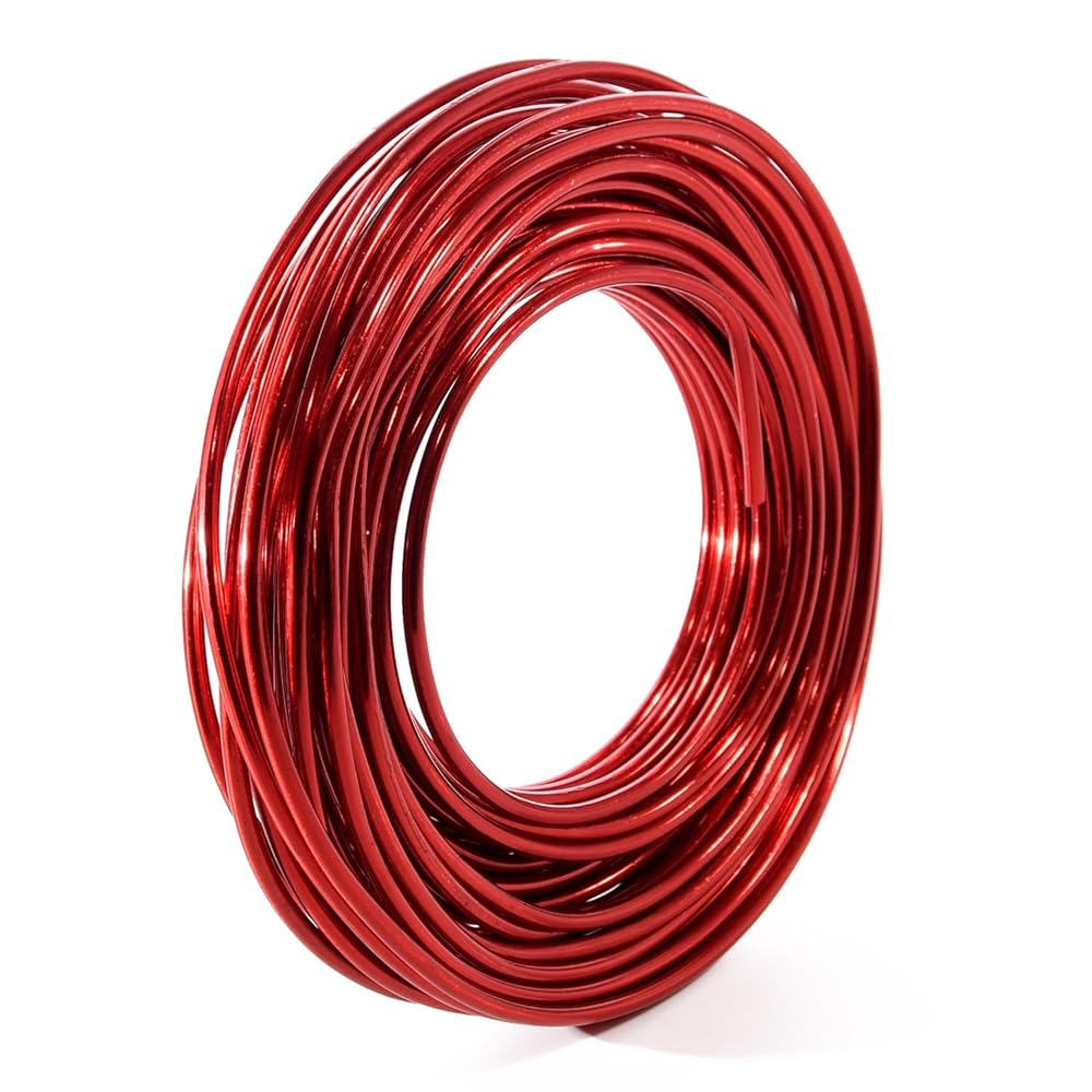 Pstyle. 針金 アルミワイヤー クラフト 手芸 太さ3mm 全長10m PST-047 (レッド)