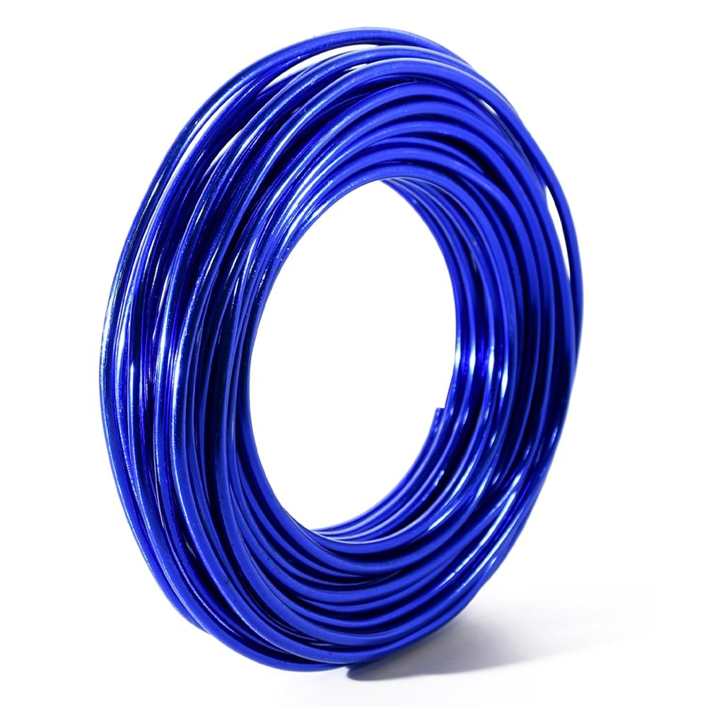 Pstyle. 針金 アルミワイヤー クラフト 手芸 太さ3mm 全長10m PST-047 (ブルー)