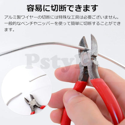 Pstyle. 針金 アルミワイヤー クラフト 手芸 太さ3mm 全長10m PST-047 (シルバー)
