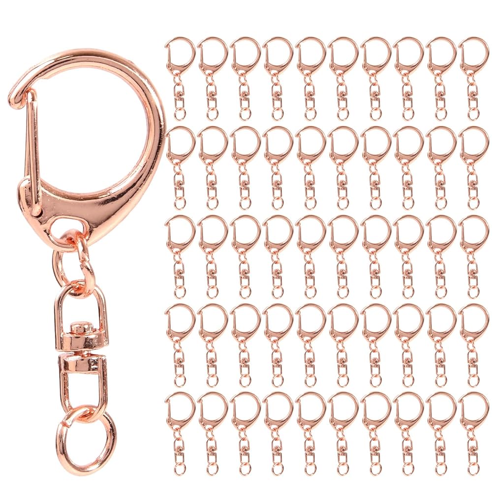 Pstyle. キーホルダー チェーン 金具 ナスカン 手作り パーツ 50個セット PST-021 (ローズゴールド)