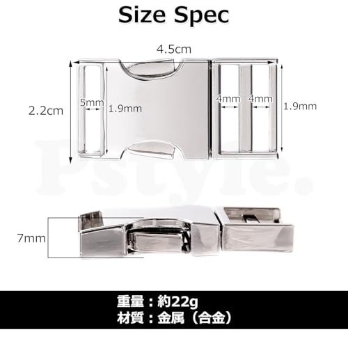 Pstyle. バックル 20mm 手芸 金属 ベルト 留め具 金具 3個セット PST-069 (ゴールド)