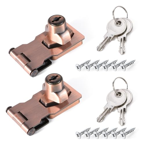 Pstyle. 鍵 後付け ドア ロック 引き戸 補助錠 ステンレス 2個セット PST-171 (レッドブロンズ-小)