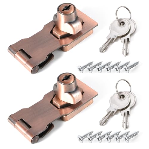 Pstyle. 鍵 後付け ドア ロック 引き戸 補助錠 ステンレス 2個セット PST-171 (レッドブロンズ-中)